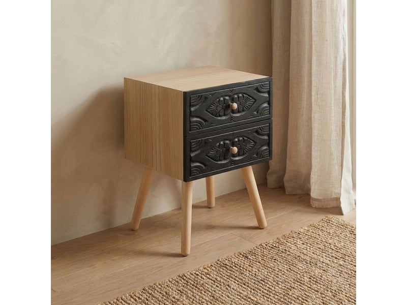 Table de chevet catana 2 tiroirs noir carbone Catana - Conforama E