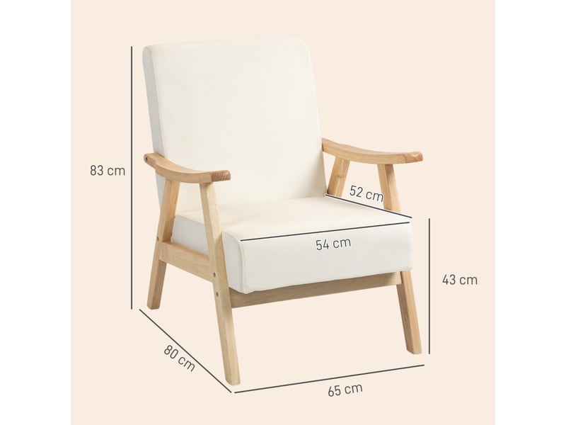  Fauteuil avec accoudoirs rembourré, polyester blanc crème  - Conforama E