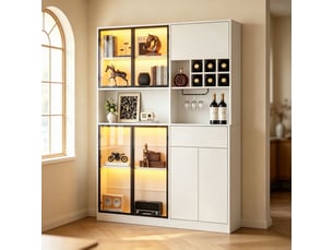 Vitrine coloris blanc 17 étagère(s) <strong>MODFU</strong> <strong></strong> - 140 cmx200 cm
