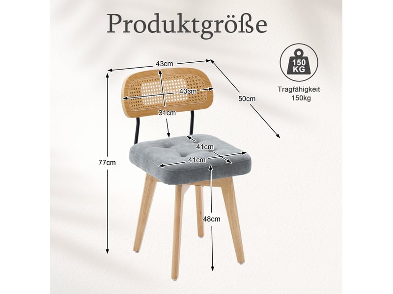  Lot de 2 chaises de salle à manger pivotantes 360° en chenille homvra  - Conforama E