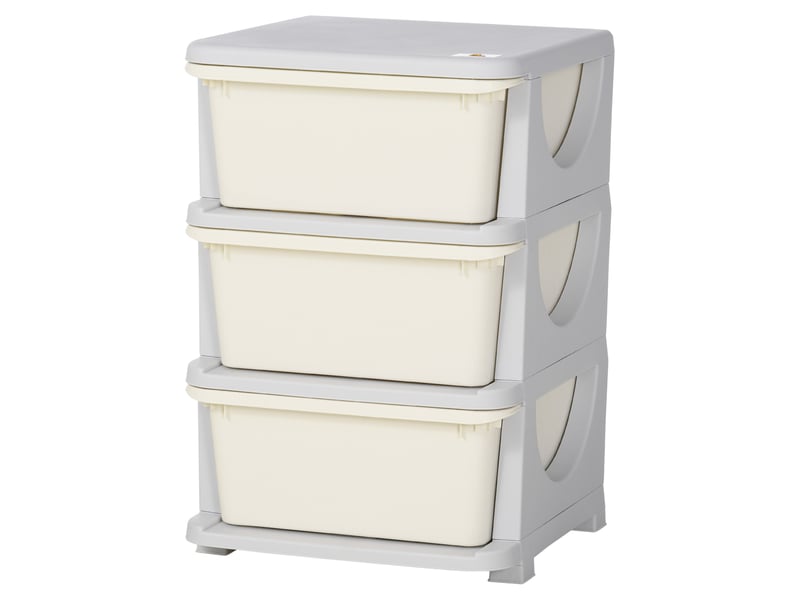 Organisateur de jouets pour enfants avec tiroirs à 3 niveaux, boîtes de rangement en plastique, crème, 37 x 37 x 56,5 cm  - Conforama B
