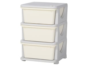 Organisateur de jouets pour enfants avec tiroirs à 3 niveaux, boîtes de rangement en plastique, crème, 37 x 37 x 56,5 cm