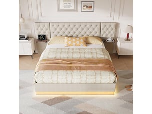 Lit coffre 140x200 cm coloris beige