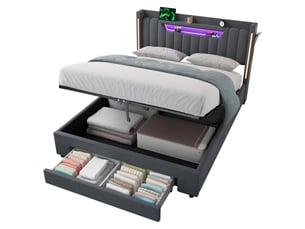 Lit coffre 140x200 cm MEULVA coloris gris