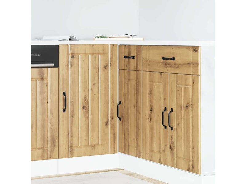  Meuble de rangement, meuble bas de cuisine chêne artisanal bois ingénierie  - Conforama B