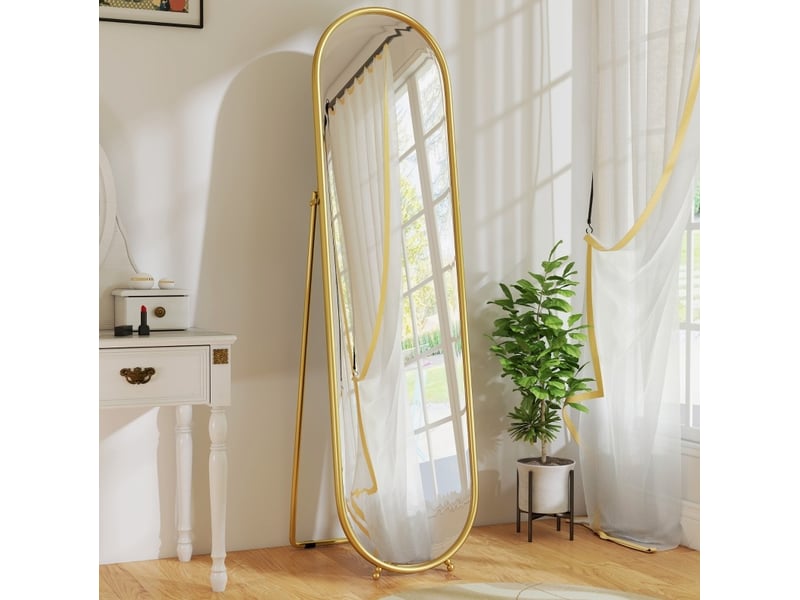  Miroir sur pied ovale 50 x 180 cm doré evryae  - Conforama B