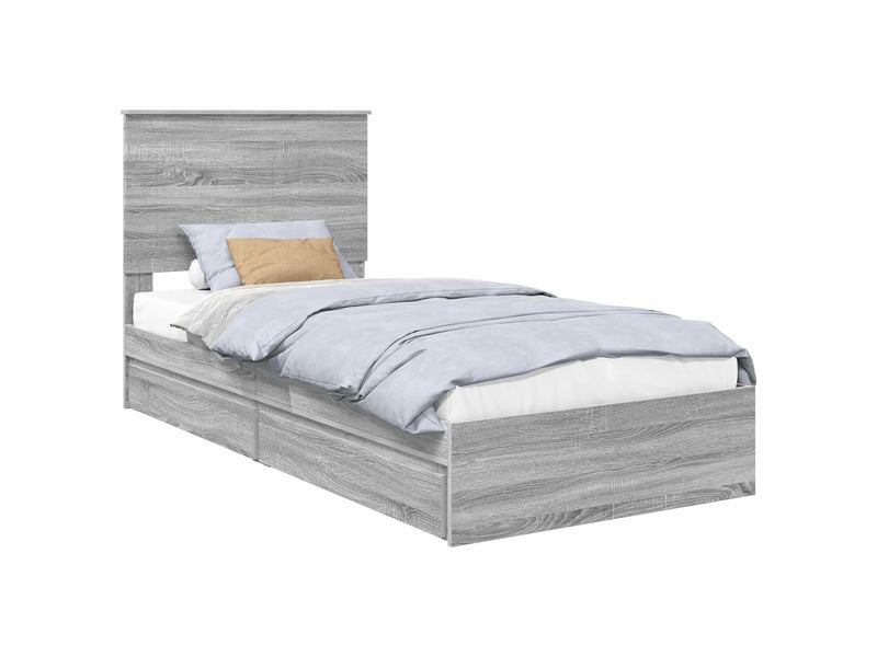  Lit simple- lit adulte -  lit de rangement gris sonoma 90 x 190 cm bois d'ingénierie  - Conforama A