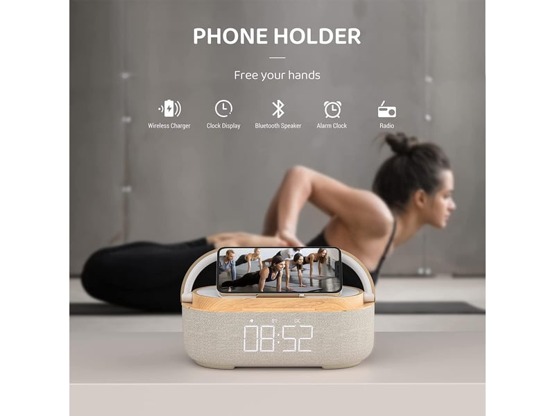  Radio-réveil numérique, enceinte bluetooth avec chargeur usb, réveil intelligent, fonction snooze, veilleuse, écran led à luminosité réglable  - Conforama D