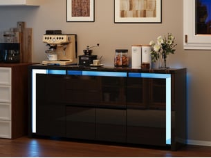 Buffet 4 porte(s)  2 tiroir(s) <strong>EZSSW</strong> <strong></strong> - 160 cm coloris noir 