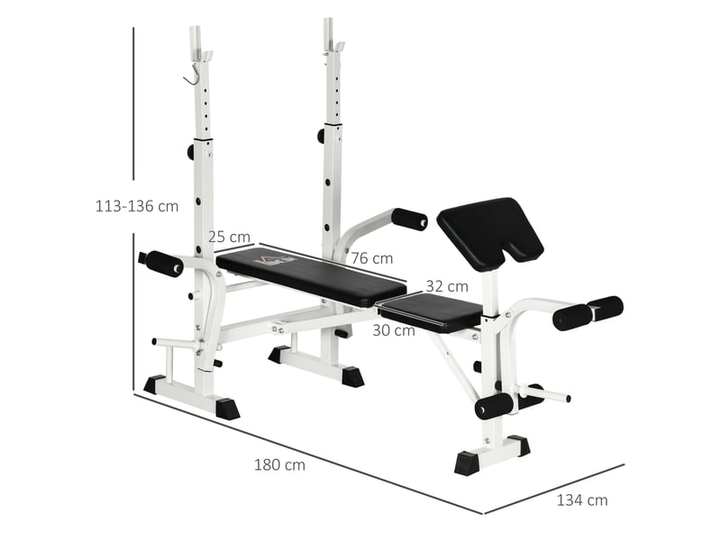  Banc de musculation 180x134 cm multifonction métal noir et blanc  - Conforama D