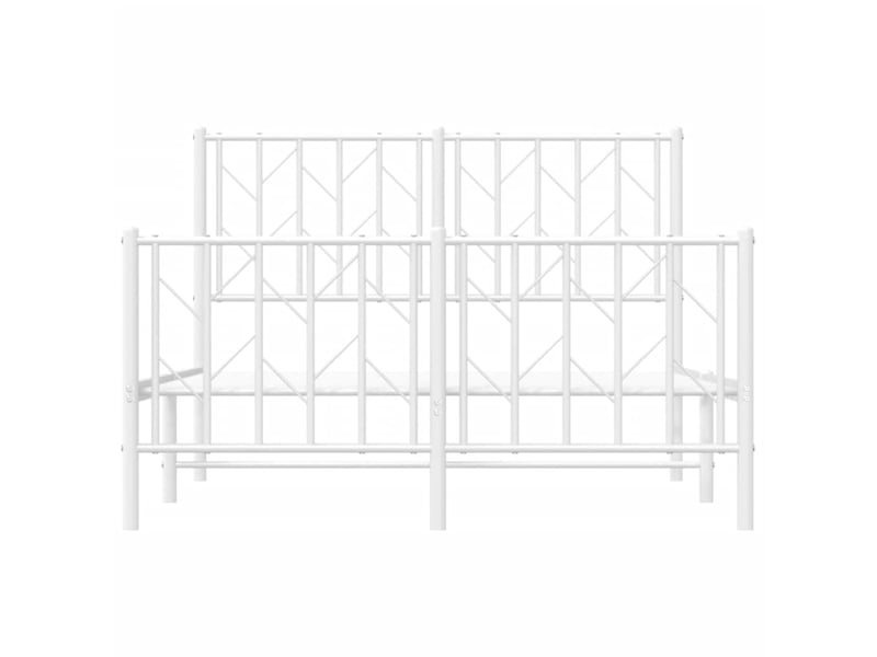  Lit double- lit adulte -  cadre de lit métal sans matelas et pied de lit blanc 120x200 cm  - Conforama D