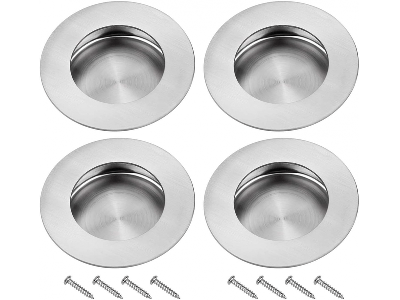 Jeu de 4 poignées de porte coulissante encastrées en acier inoxydable, adaptées aux tiroirs de portes coulissantes, avec vis - Conforama A