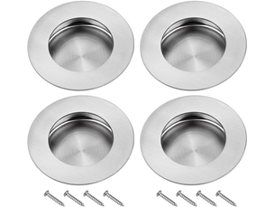 Jeu de 4 poignées de porte coulissante encastrées en acier inoxydable, adaptées aux tiroirs de portes coulissantes, avec vis