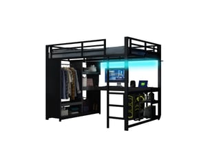 Lit mezzanine 140x200 cm <strong>SAPGAKS</strong> <strong></strong> coloris noir
