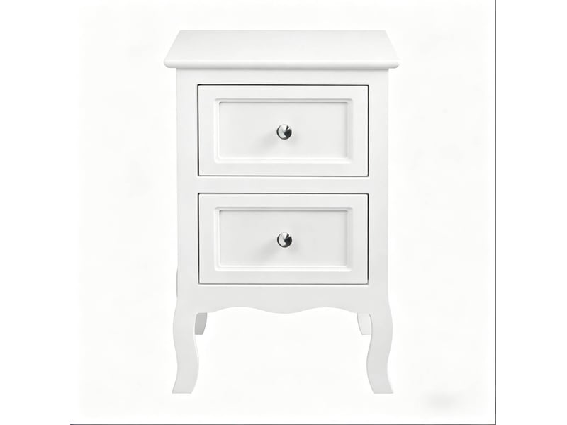  Table de chevet modenvie blanche 40 x 30 x 60 cm 2 tiroirs mdf laqué  - Conforama A