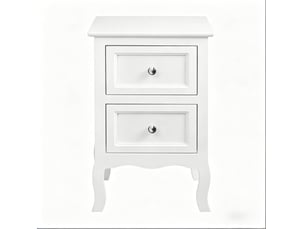 Table de chevet modenvie blanche 40 x 30 x 60 cm 2 tiroirs mdf laqué
