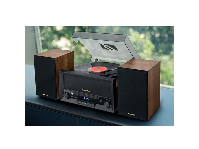  Platine vinyle muse mt-120 mb avec système cd, bluetooth, usb, stéréo 3 vitesses 33-45-78 tours  - Conforama B