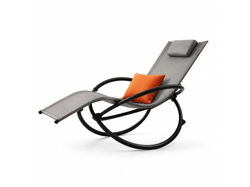  Transat à bascule 1 place gris en textilène, structure métal et coussin amovible pour l'extérieur, tout en douceur  - Conforama A