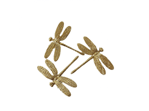 Jeu de 3 accessoires en laiton en forme de libellule pour poignées de meubles, décoration de mur de fond.