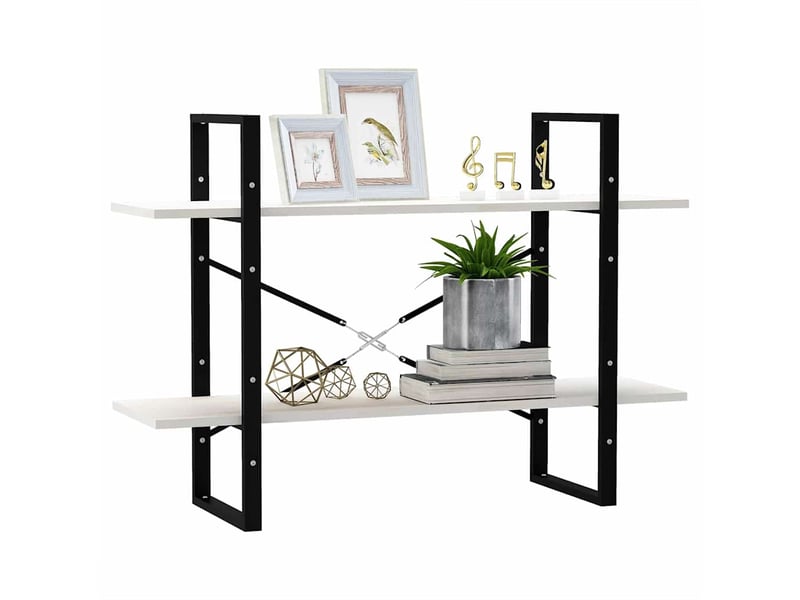  Bibliothèque à 2 niveaux, armoire à livres blanc 100x30x70 cm bois de pin massif  - Conforama D