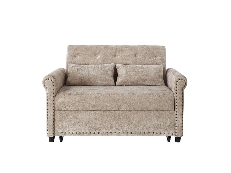 Canapé droit convertible ,2 places,avec dossier réglable en 3 directions ,120 x 80x82,marron - Conforama A