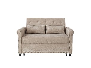 Canapé droit convertible <strong>LEYTN</strong> <strong></strong> 2 places Tissu marron avec coffre de rangement