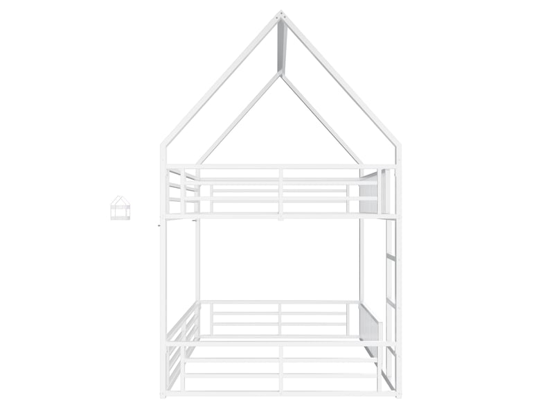 Lit superposé 140x200 cm, lit enfant avec barrières de sécurité et éclairage led, blanc, sans matelas  - Conforama E