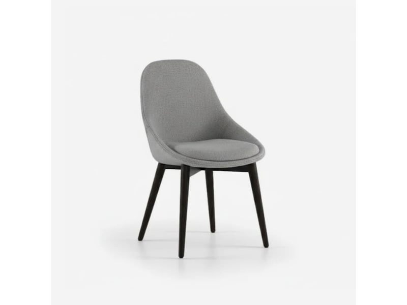  Lot de 4 chaises de salle à manger rembourrées en tissu delphi - gris clair  - Conforama C