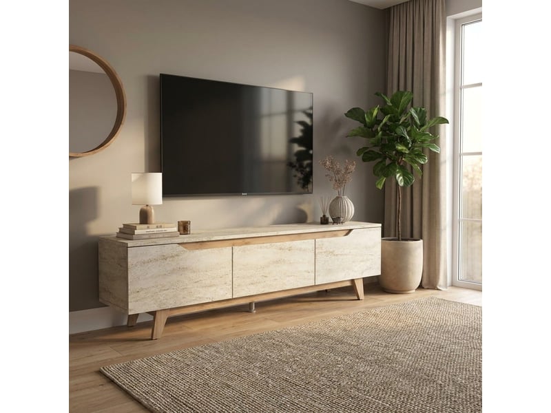  Meuble tv 180 cm avec portes abattantes klystrium  - Conforama C