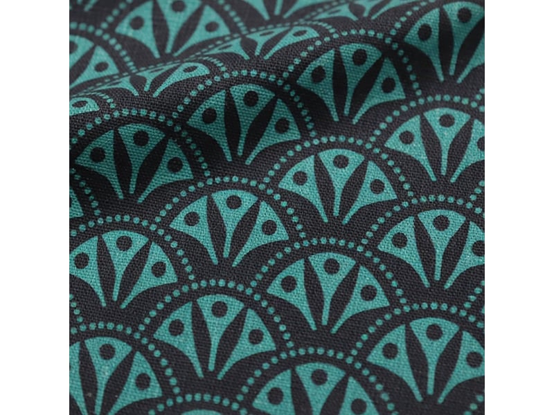  Parure housse de couette 260x240cm + 2 taies motif rétro bleu pétrole et jaune 100% coton - tobias TOBIAS - Conforama E