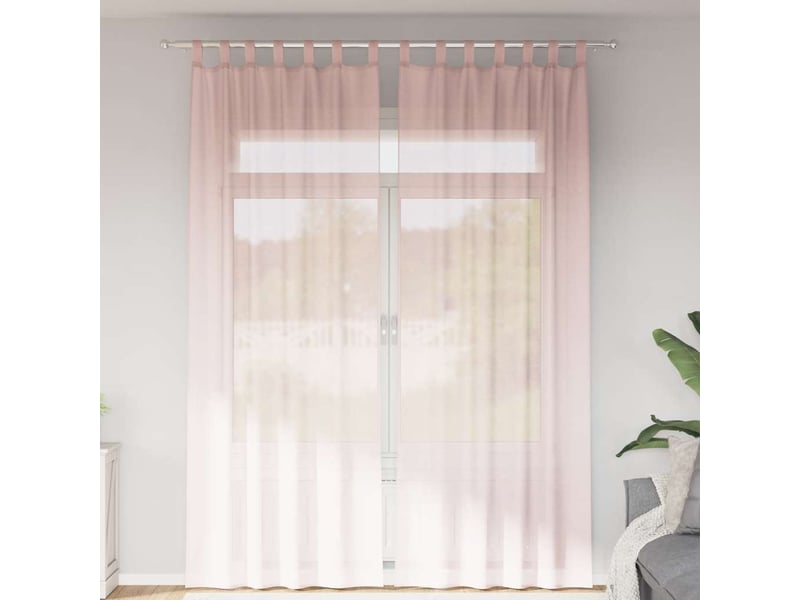  Lot de 2 rideaux en voile, voilages avec passe-tringles rose clair cf44483  - Conforama B