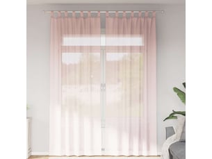 Lot de 2 rideaux en voile, voilages avec passe-tringles rose clair cf44483