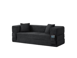 Canapé convertible 3 places 200x76x60 cm design carré gris foncé design moderne, confortable, pour salon design design