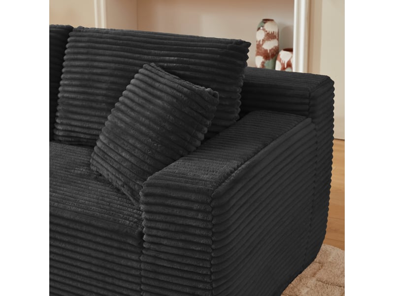  Canapé modulable noir canapé d'angle avec méridienne tissu et mousse pour salon moderne  - Conforama R