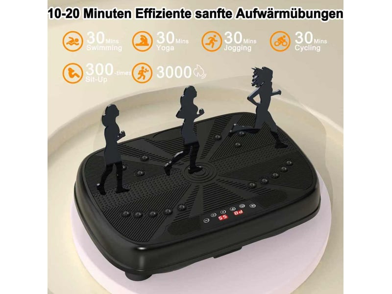 Plateforme vibrante de fitness 45 x 35 x 12,7 cm noire en abs, caoutchouc et acier q235 avec 2 bandes de résistance - Conforama C