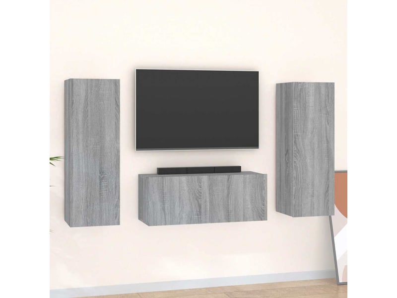  Ensemble de meubles tv 3 pcs sonoma gris bois d'ingénierie shl92830  - Conforama B