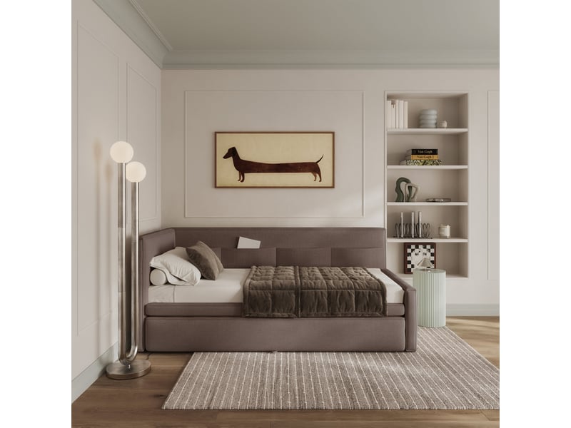  Selsey nesmi - lit rembourré - 90x200 cm - brun clair Nesmi - Conforama C