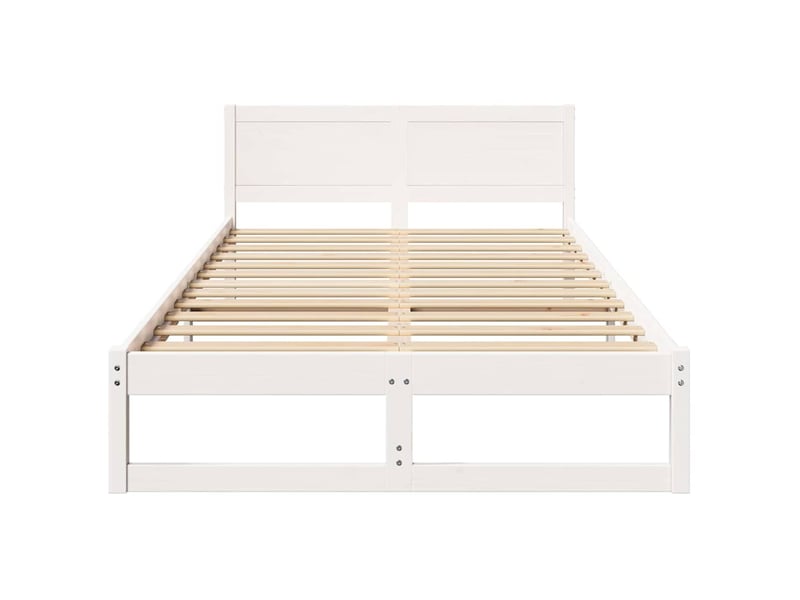 Lit double- lit adulte - cadre de lit avec tête de lit blanc 135 x 190 cm pin massif - Conforama D