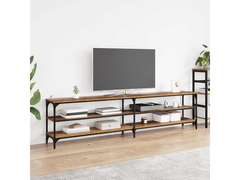  Meuble tv - banc tv - meuble de rangement 200 x 30 x 50 cm bois ancien bois d'ingénierie et fer  - Conforama B