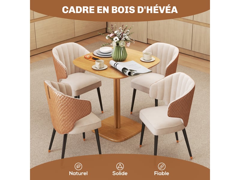  Table à manger pour 4 personne table de cuisine style moderne avec plateau aspect bois, bois naturel, 70 x 70 cm  - Conforama A