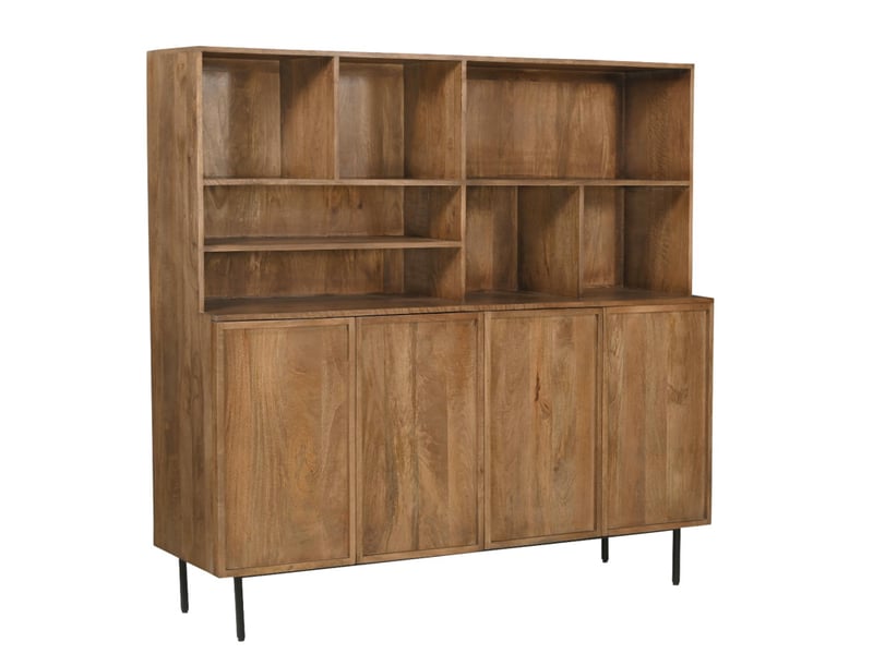 Vallauris-vaisselier 4 portes en bois massif - Conforama E