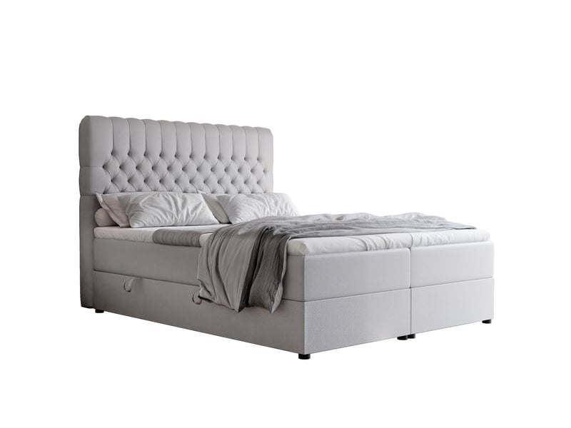  Lit adulte alba - 160x200 cm - matelas ressorts + surmatelas - coffre de rangement - éco-cuir résistant gris ALBA - Conforama A