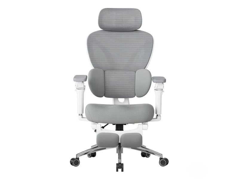  Chaise de bureau ergonomique grise, soutien 3d et repose-pieds  - Conforama A