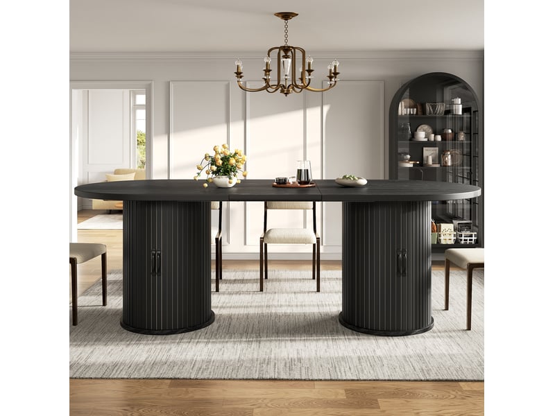 Table à manger extensible noire – mdf et métal – 150 à 190 x 80 x 75 cm - Conforama C