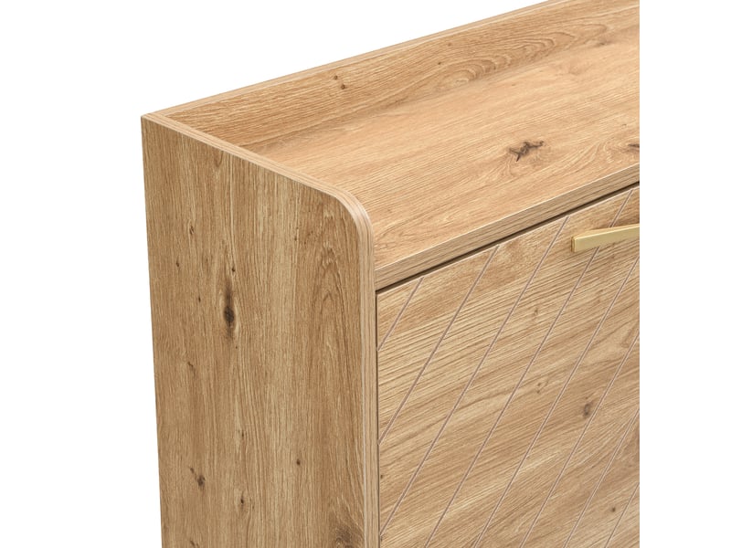  Meuble à chaussures étroit 108,5 x 24 x 100 cm, armoire rangement 4 portes pour petit couloir, capacité optimale et design contemporain en imitation bois  - Conforama E