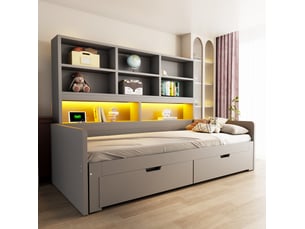 Lit gigogne 90x200 cm ELVMI coloris gris