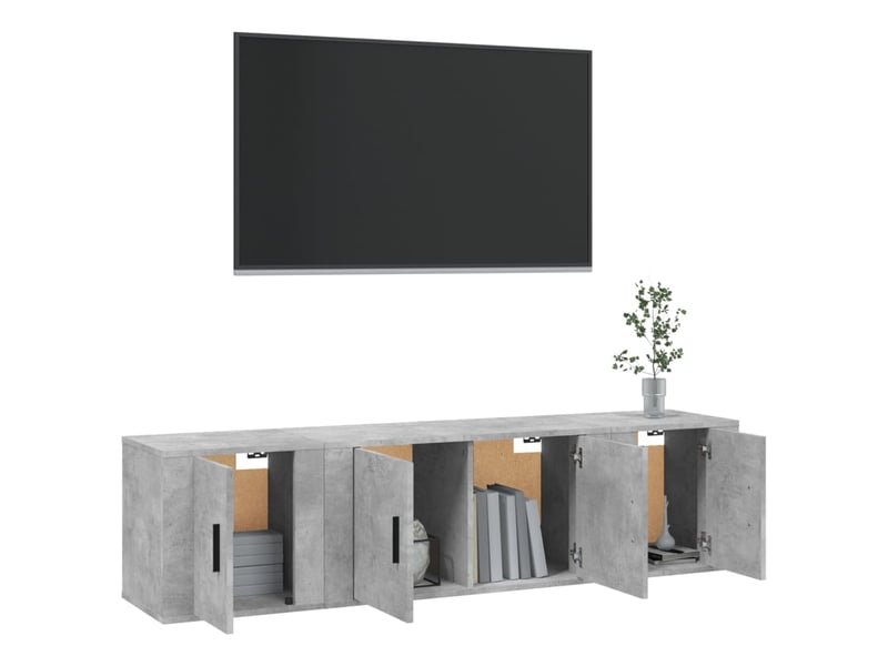  Ensemble de meubles tv 3 pcs gris béton bois d'ingénierie shl752  - Conforama C