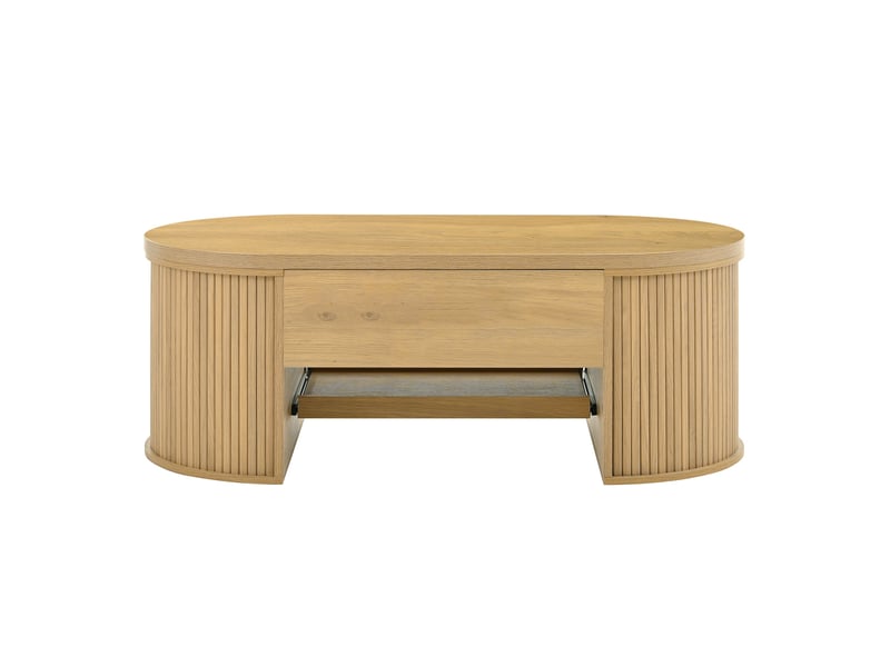  Table basse naturel, rangement, gestion des câbles, étagères réglables, plan relevable - mdf et bois - 110x55.5x40cm - n621p292946o  - Conforama B