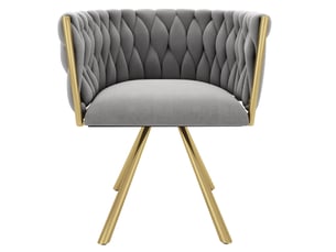 Chaise de salle à manger pivotante à 360 degrés, lot de 6 avec dossier incurvé, en velours gris et doré