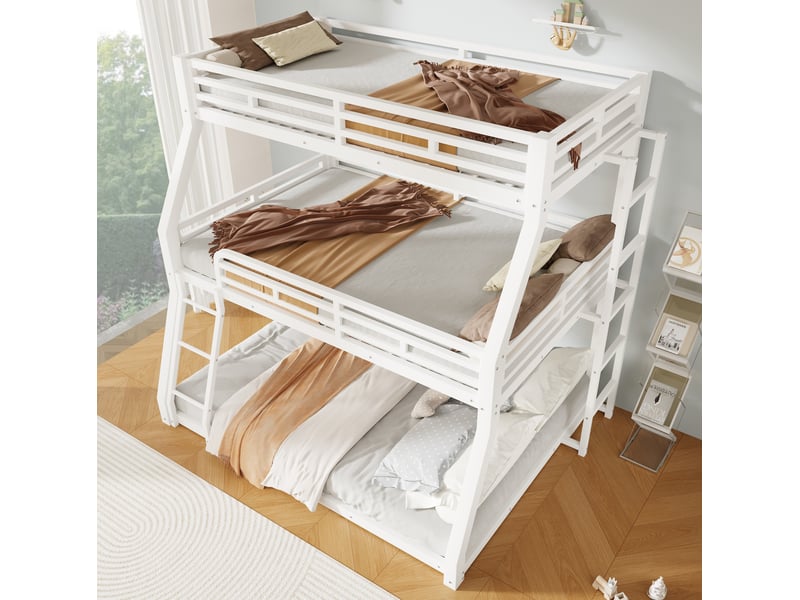  Lit superposé triple 90x200, 120x200 et 140x200 cm en métal blanc  - Conforama D